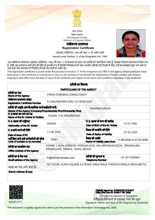 Government of India Registration Certificate